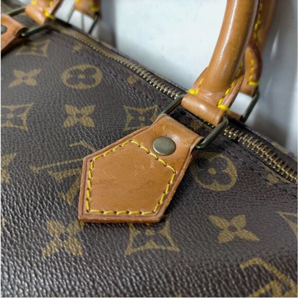 Louis Vuitton Speedy 30 Handbag LV Monogram Canvas Brown Tan Vintage Designer - Picture 11 of 16